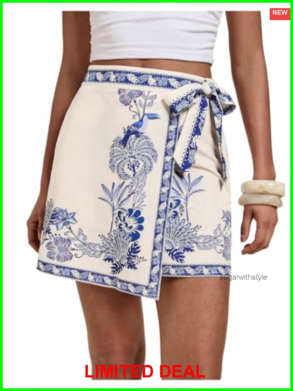 Wrap Mini Skirt Boho Floral High Rise Tie Side Asymmetrical Summer Casual